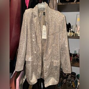 Zara Sequin Silver Blazer